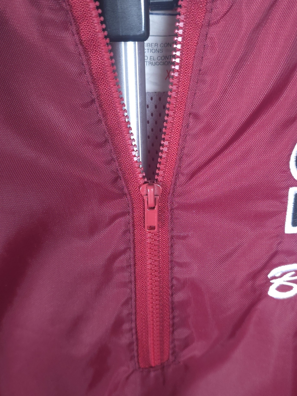 VTG DeLONG Varsity Windbreaker Jacket Mens XL Maroon Black V-Neck Baseball 90s - Picture 3 of 12